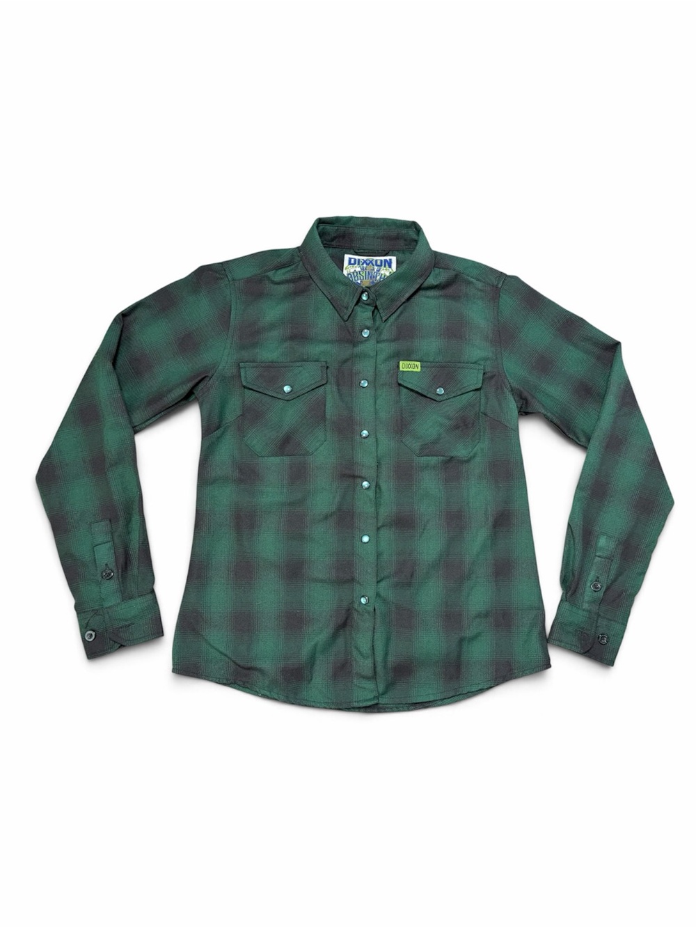 Dixxon Absinthe Heritage Flannel Shirt Men’s M Green Black Snap Front